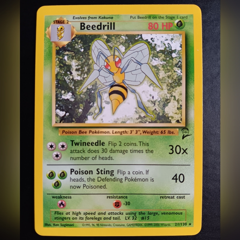 Beedrill Pokemon Card - Base Set 2 - 21/130 Rare Non-Holo